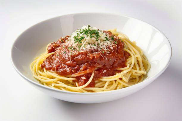 pasta bolognese italian cuisine on a white backdrop