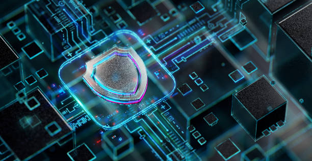 istock Shield icon security concept. Security and safety Evolution. Futuristic shield icon in world of technological progress and innovation. CGI 3D render 2160625890