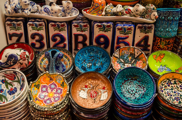 istock Traditional Turkish colorful ceramic souvenirs at  Bazaar in Istanbul, Turkey. 2160629247