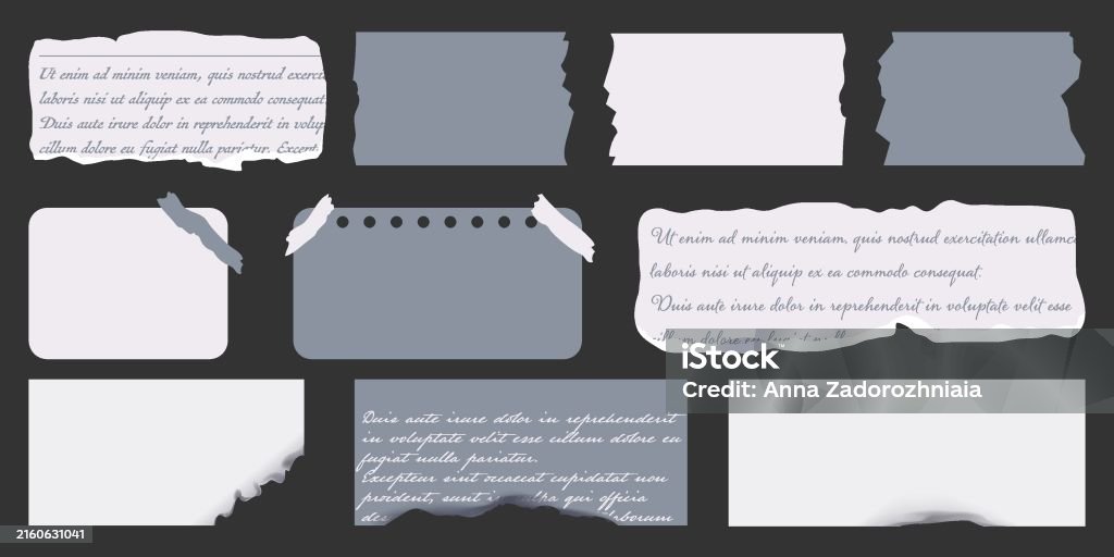 Burnt Notepad Various Torn Paper Sheets From A Notepad Set Of Torn Realistic Pages A ...