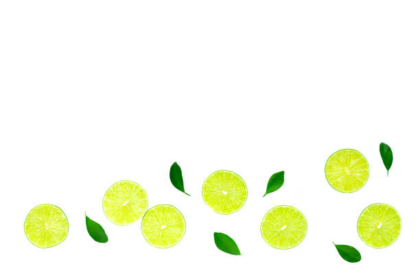 istock Limes with leaves isolated on white. 2160632966