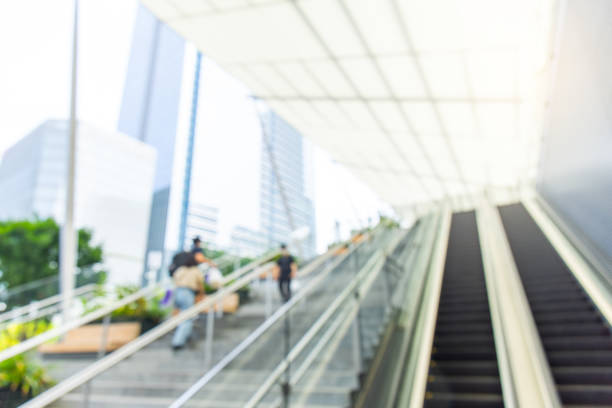 Outdoor Lobby Staircase Blur Background