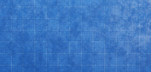 old grungy blueprint background. architecture industrial wallpaper with white grid. - cópia heliográfica imagens e fotografias de stock
