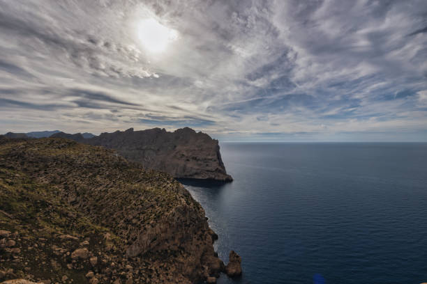 View of the coast of Mallorca in backlight.