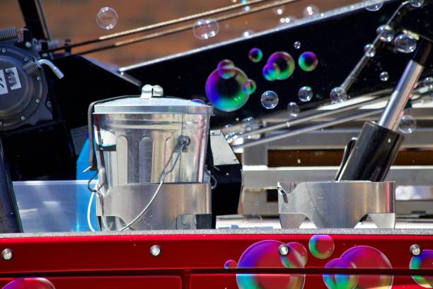 Dish soap bubbles in close up
