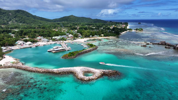 istock Ferry Harbour At La Digue Island In Victoria Seychelles. 2160650104