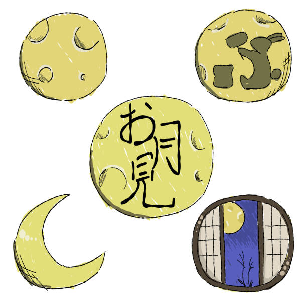 istock Month of the viewing the moon, freehand drawing illustration set. 2160653053