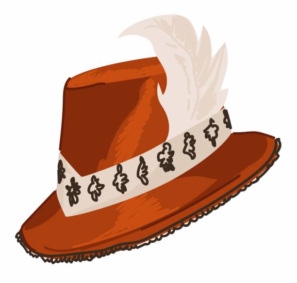 istock Hat with ribbon and white feather costume headwear 2160662889