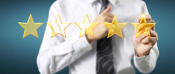 istock Rise on increasing five stars in human hand 2160663241