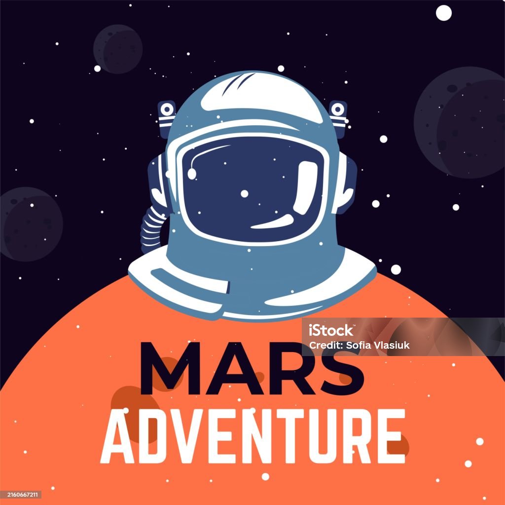 Adventure Mars Mars Adventure Outer Space Exploration In Universe Stock Illustration ...