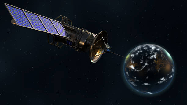istock blue satellites in orbit around the Earth 2160670531