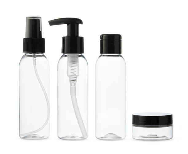 istock Clear Plastic Bottles With Black Caps for Travel and Personal Use 2160675187