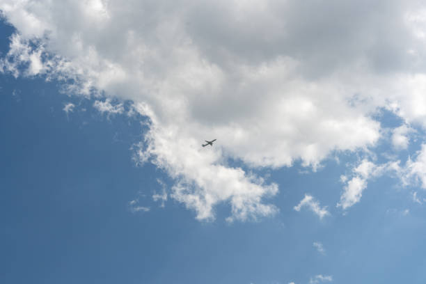 an airplane that passes by on a clear day