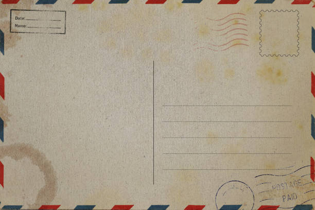 istock Backside of old postcard with stain 2160677746
