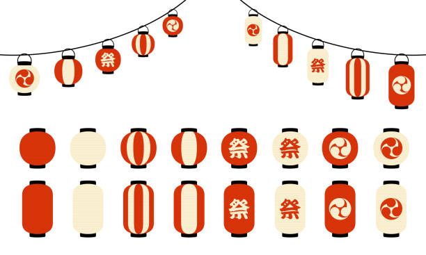 ilustraciones, imágenes clip art, dibujos animados e iconos de stock de linterna de papel - festival tradicional