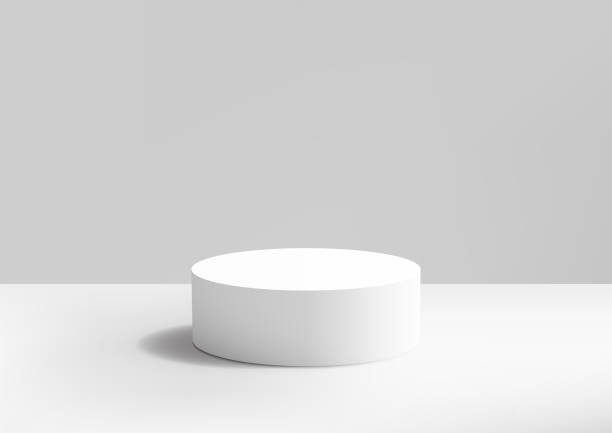 istock 3D White Cylinder Podium on Gray Background for Minimal Product Display Mockup 2160679261