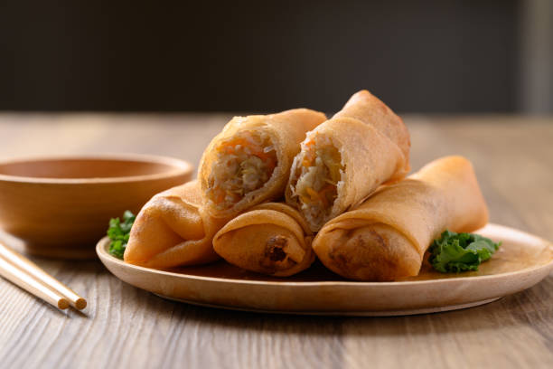 istock Asian deep fried spring roll filling with cabbage, carrot and glass noodles 2160683533