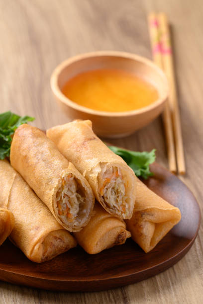 istock Asian deep fried spring roll filling with cabbage, carrot and glass noodles 2160683552