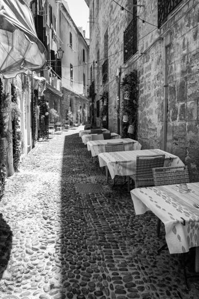 istock Alghero: old city centre. Black and white photo 2160683699