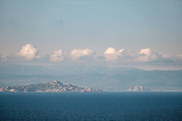 The rocky coastline of northern Sardinia viewed from the island of Corsica