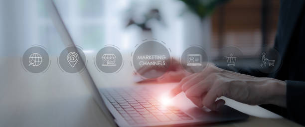 istock Marketing channel strategy concept. Utilizing multiple marketing channels, direct sales, online platforms, retail stores, and more to reach a wider audience and increase  sales. Effective management. 2160692293