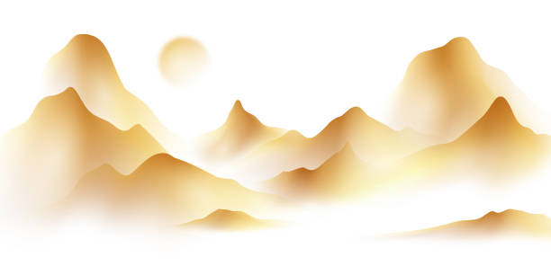 istock Modern design vector illustration of beautiful Chinese ink landscape painting. 2160700097