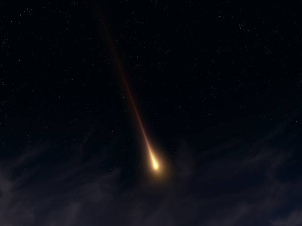 istock Meteor flash in the sky. Meteorite on a dark background. 2160701469