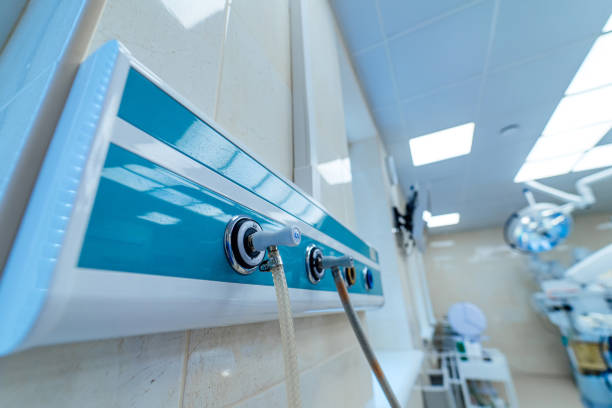 O2 Oxygen release tubes in hospital bed