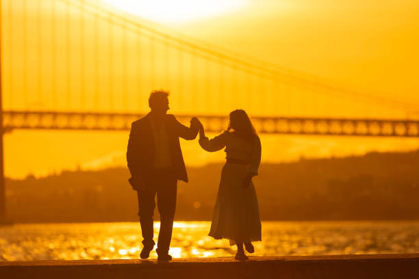istock Couple Dancing at Sunset - bog iron bridge 2160710427