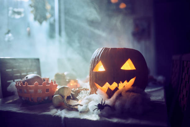 istock Close up of Jack O' Lantern on Halloween at dining table! 2160715520