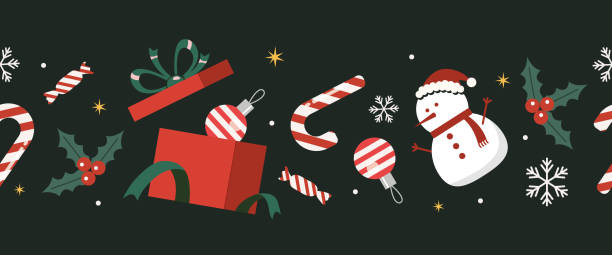 istock Seamless Christmas border, Christmas design for greeting card. Christmas and New Year background. 2160720558