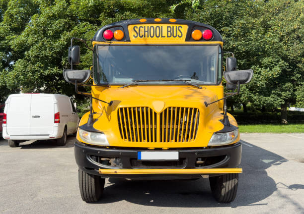 istock the front of a yellow school bus 2160727699