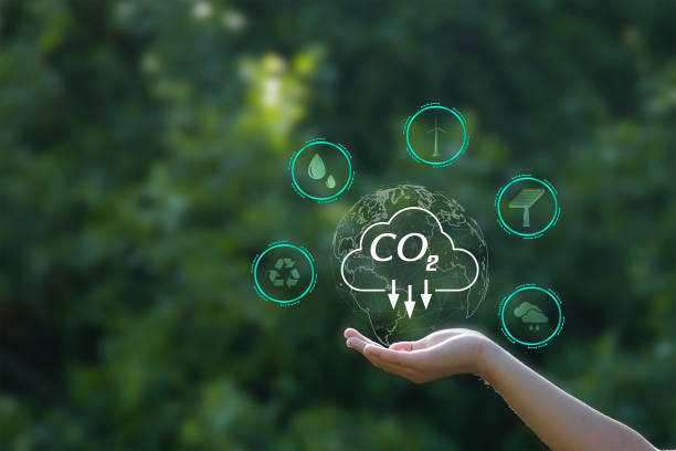 istock The carbon neutral concept reduces CO2 emissions, reducing global warming. Goal of net zero carbon emissions 2050 2160737036
