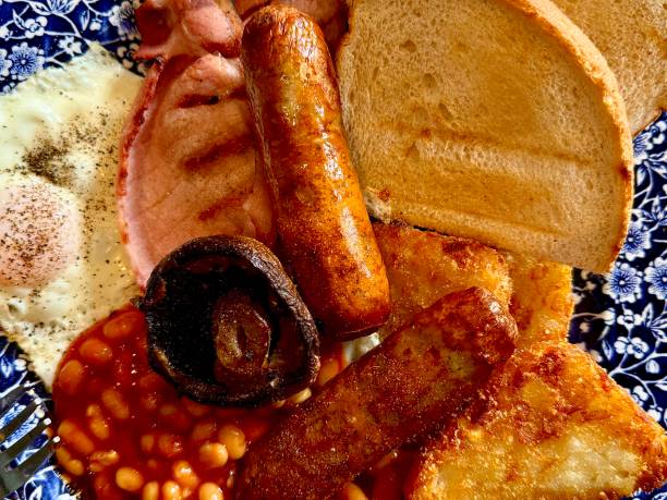 istock A full English breakfast on a floral patterned plate 2160737304