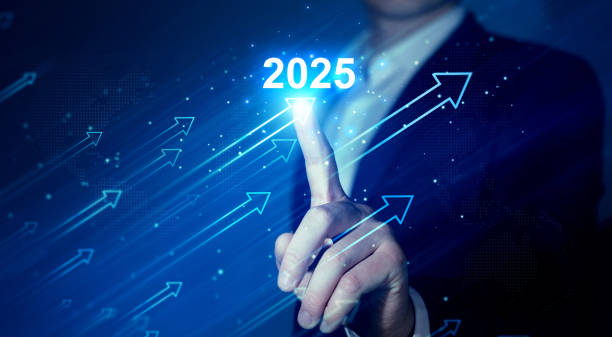 istock Businessman draws increase arrow graph corporate future growth year 2025. Planning,opportunity, challenge and business strategy. New Goals, Plans and Visions for Next Year 2025. 2160750098