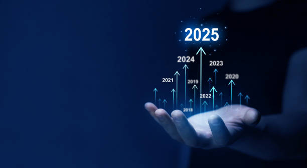 istock Businessman draws increase arrow graph corporate future growth year 2025. Planning,opportunity, challenge and business strategy. New Goals, Plans and Visions for Next Year 2025. 2160750170