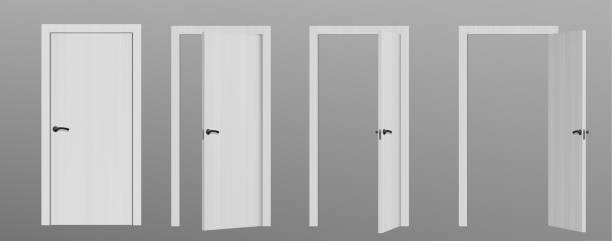 istock 3d open and close white house or room doorway 2160765762