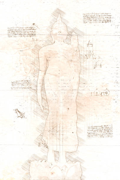 istock White stone thai  buddha statue  in da Vinci style sketch 2160769940