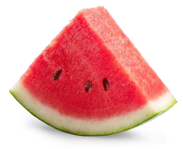 istock Watermelon triangle slice with seeds isolated on white background. Clipping path. 2160772181