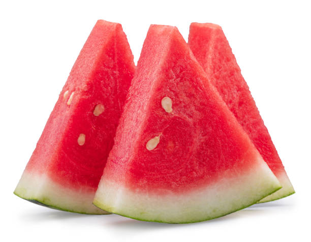 istock Watermelon triangle slices isolated on white background. Clipping path. 2160772848
