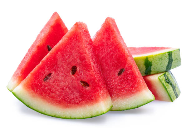 istock Watermelon triangle slices isolated on white background. Clipping path. 2160772867