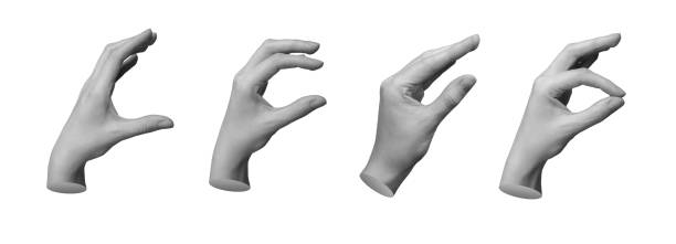 Fingers showing size from big large to little small pinch, hand sign isolated on white background Fingers showing size from big large to little small pinch, hand sign isolated on white background. left handed catcher stock pictures, royalty-free photos & images