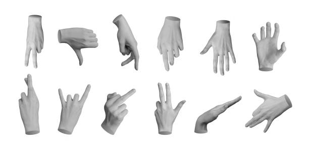 istock Finger gestures and symbols set. Thumb down, walking, touching, attacking, grabbing, crossing for 2160774058