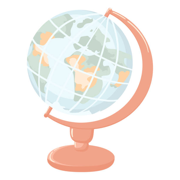 istock Cartoon world globe with stand 3d vector icon on white background. Globe of planet Earth for concept of kids learning or world traveling 2160784163