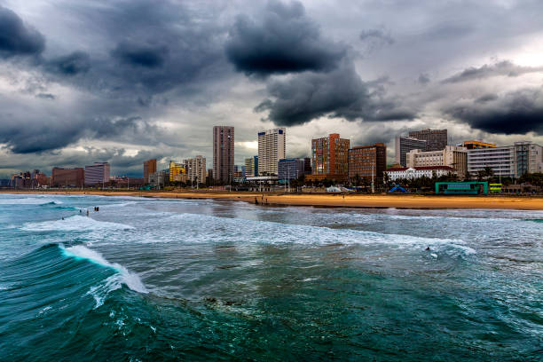 Republic of South Africa. Durban, KwaZulu-Natal. The Golden Mile - Durban's Beachfront Promenade and coastline