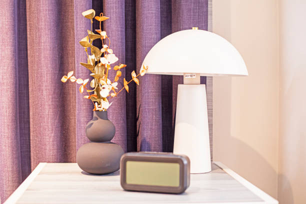 istock modern interior with table lamp and vase in the interior 2160796485