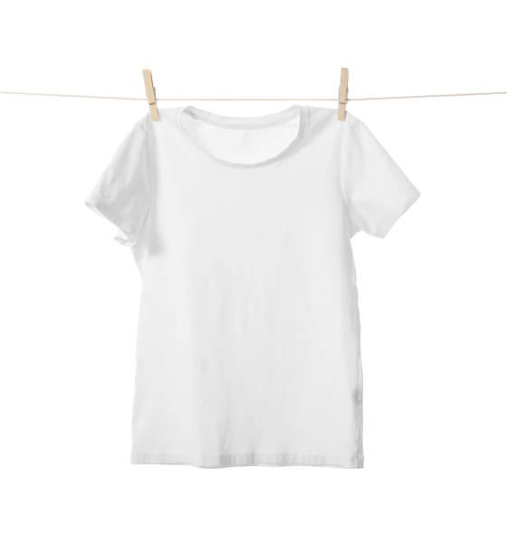 istock One t-shirt drying on washing line isolated on white 2160797146