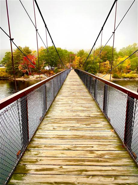 Androscoggin Swinging Bridge in Brunswick, Maine USA