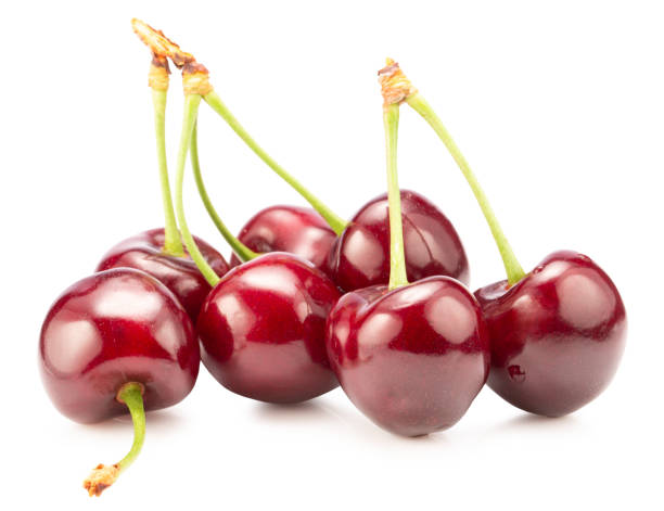istock sweet cherries isolated on a white background. Clipping path 2160807600