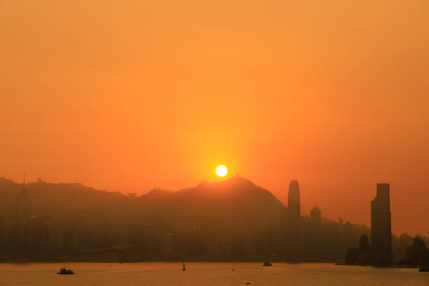 The Victoria peak With Harbour And Mountain Sunset , 27 Dec 2020